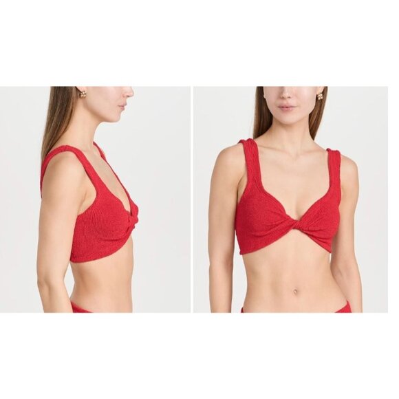 Hunza G Juno Bikini Top in Red One Size New Womens swimsuit - Picture 2 of 10